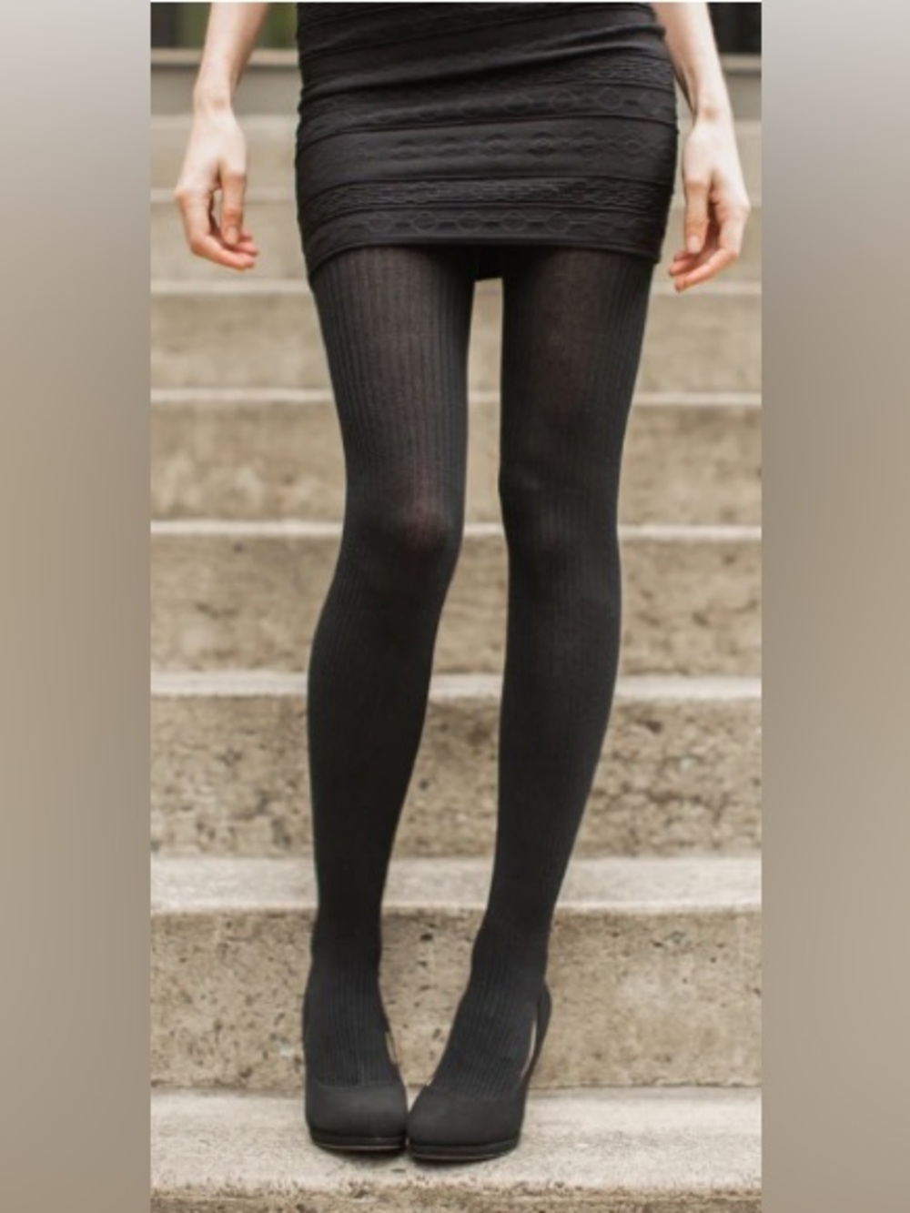NWT Ribbed Tights Silky Smooth Black Sz Medium/Tall